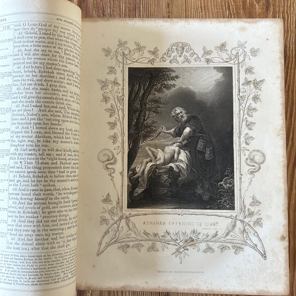 The Self Interpreting Bible by Rev John Brown c1864 Large Leather Bound Illust - Image 2