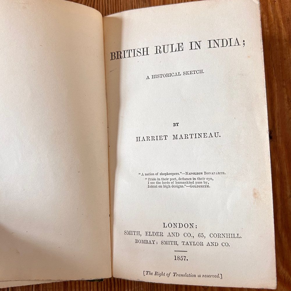 British Rule in India-A Historical Sketch by Harriet Martineau c1857 First Ed - Image 3