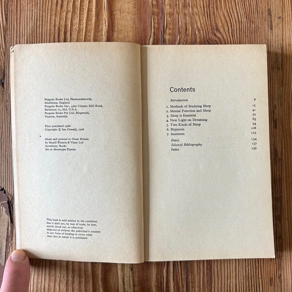 Sleep by Ian Oswald c1966 First Edition Penguin Book - Image 3