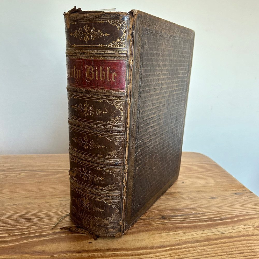 The Self Interpreting Bible by Rev John Brown c1864 Large Leather Bound Illust