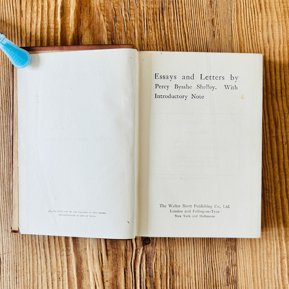 Essays and Letters By Percy Bysshe Shelley c1900s Prose Writings - Image 3