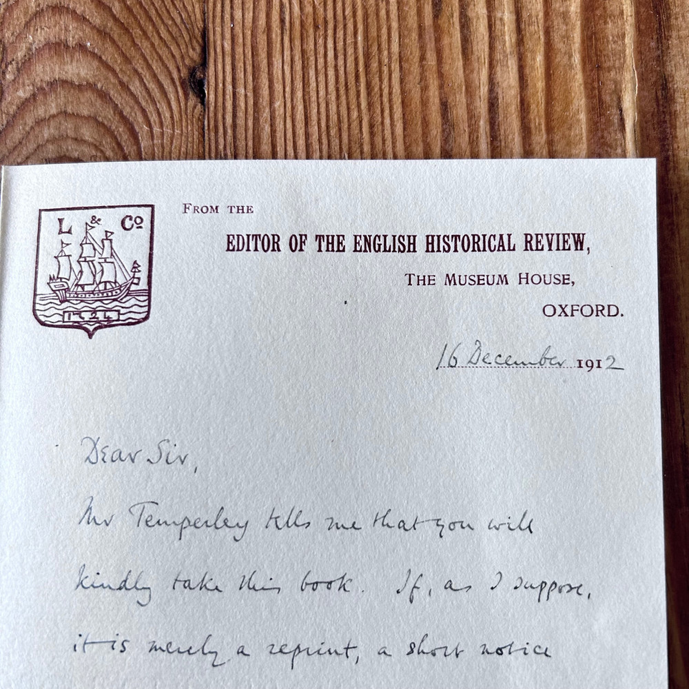 Handwritten letter Signed By R L Poole to Author H F Russell Smith Dated 1912 - Image 2